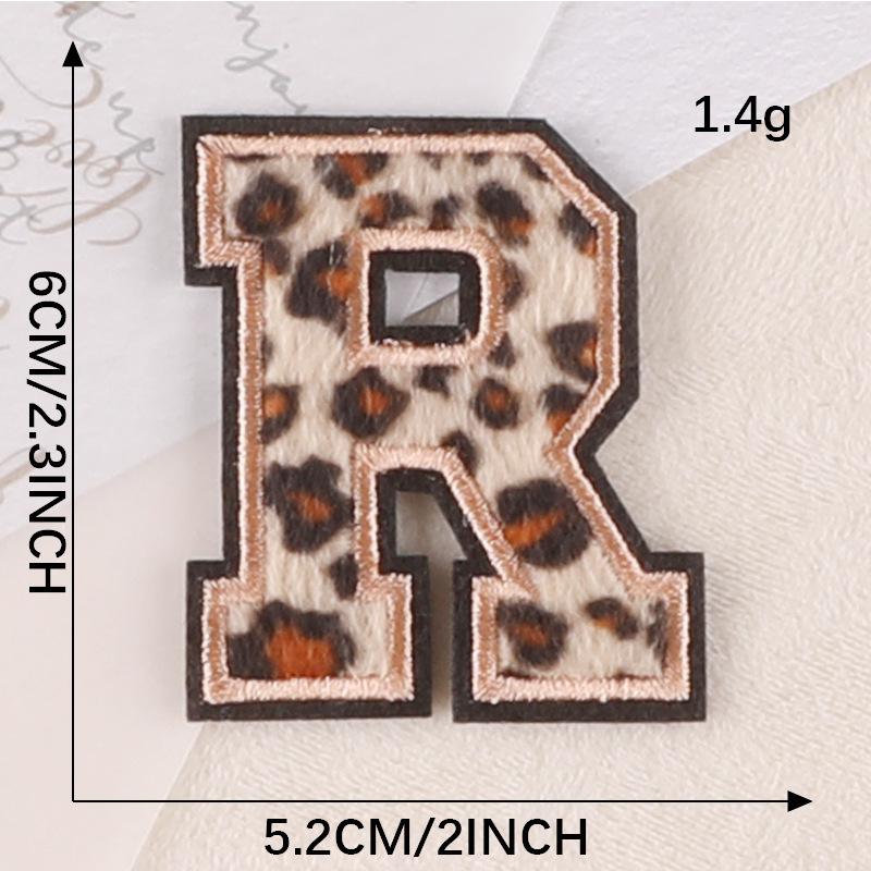 Embroidery Label Leopard Print English Alphabet Cloth Label Clothes And Hats Hand Account Diy Patch Accessories Embroidery Stickers Cloth Stickers