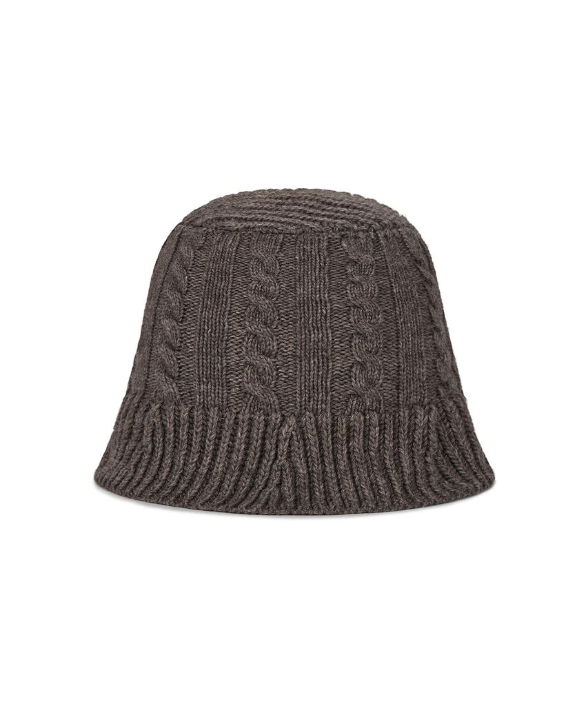 Bajal Va Applique Cable Knit Bucket Hat Brown