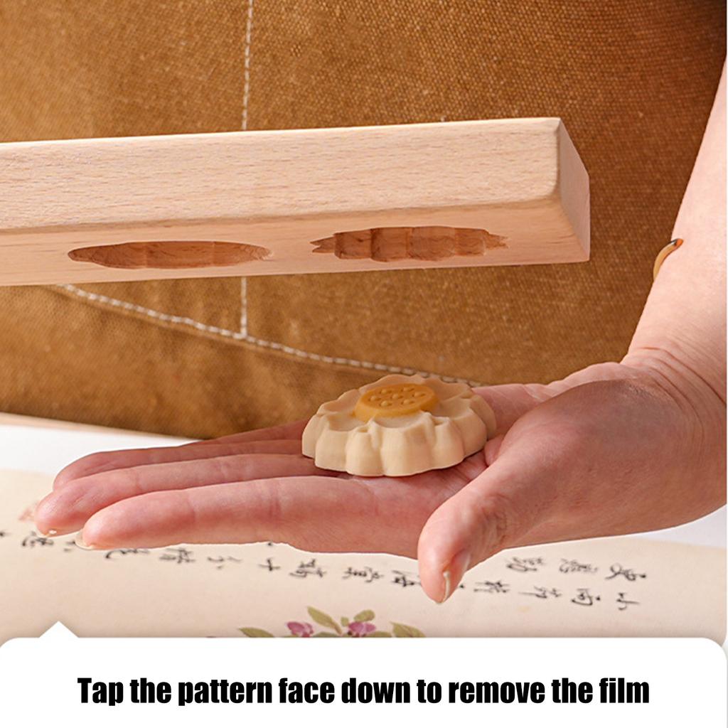 Wooden 3D Lotuses Mooncakes Mold Wood Baking Mould for Artistic Homemade Pastries Traditional Mung Bean Cake Mould