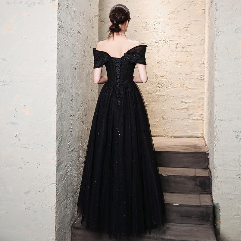 Black Evening Dress High End Skirt Light Dress Black Dress Host Sexy Strapless Dress