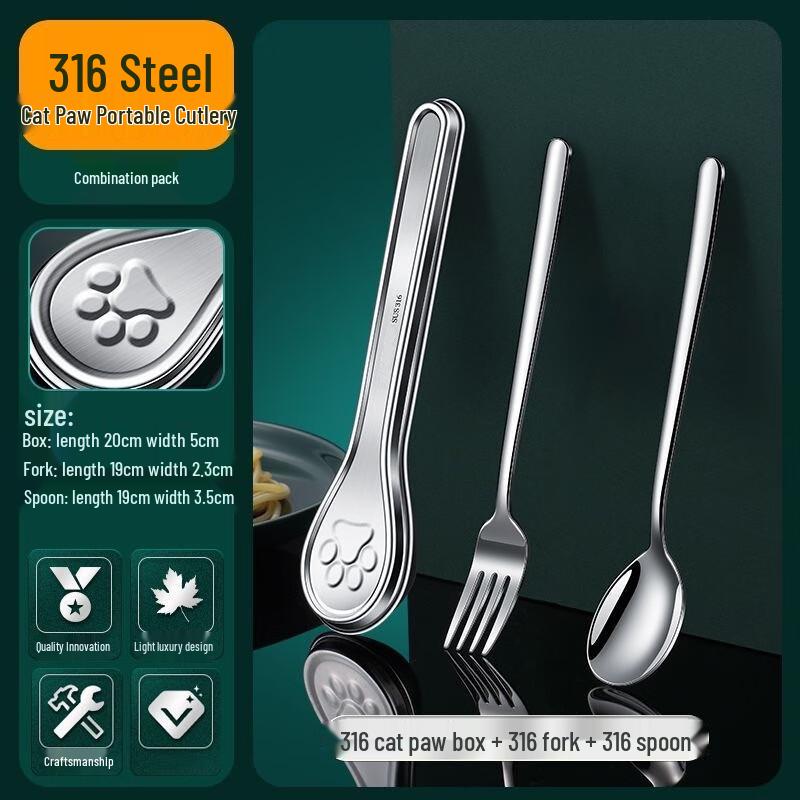 ZISIZ Cat Paw Portable Cutlery Set
