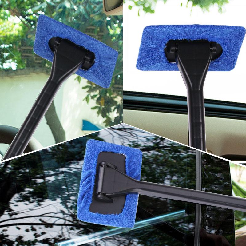 1pc Window Wiper Cleaning Brush Microfiber Wiper Windshield Demister Cleaning Tool Wiper Cleaner Wipe Tool Long Handle Cleaning Cloth  Accessories