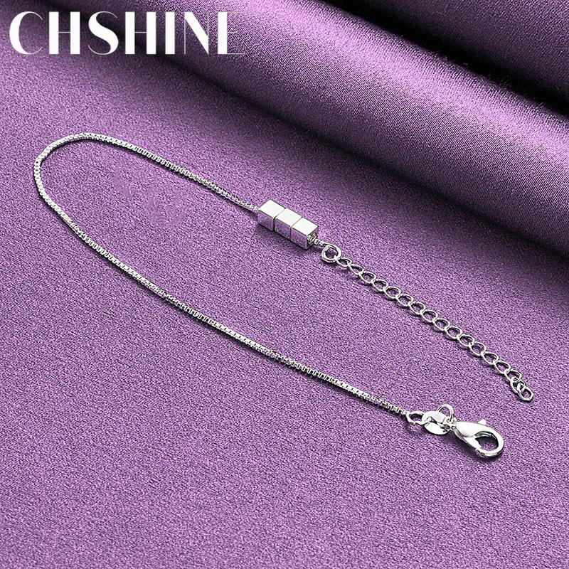 Fine 925 Sterling Silver Small Square Bracelet For Women Wedding Party Fashion Charm Jewelry