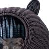 Katzenbett Niedliche Katzenohr Imitiertes Rattan Handgewebt Atmungsaktiv Alle Jahreszeiten Waschbar Halb geschlossen Katze