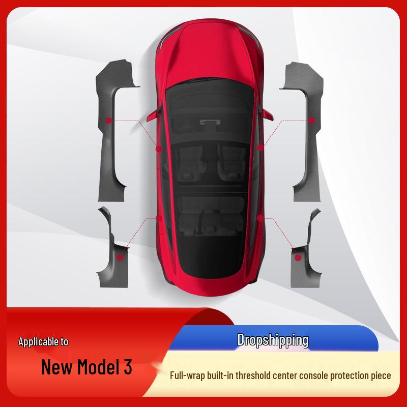 Накладки на пороги и боковые юбки для Tesla Model 3/Y/X/S (передние и задние).