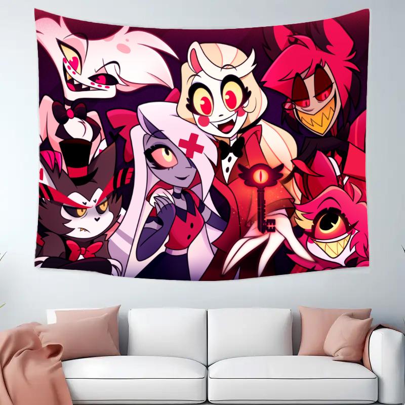 Anime Hazbin Hotel Cartoon Printed Tapestry Room Decoration Banner Hanging Room Decoration Party Decoration