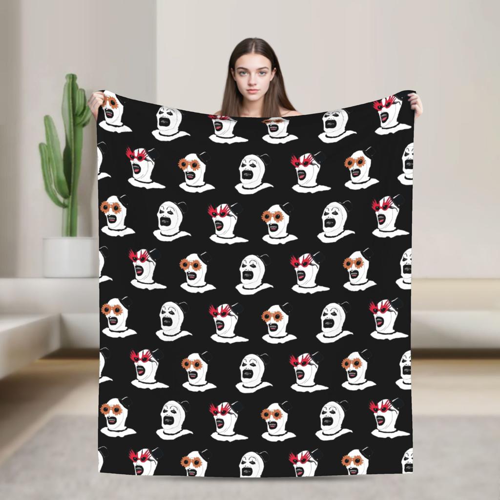 Art The Clown Terrifier Flannel Blanket Horror Movie Funny Throw Blanket For Home 200X150Cm Quilt