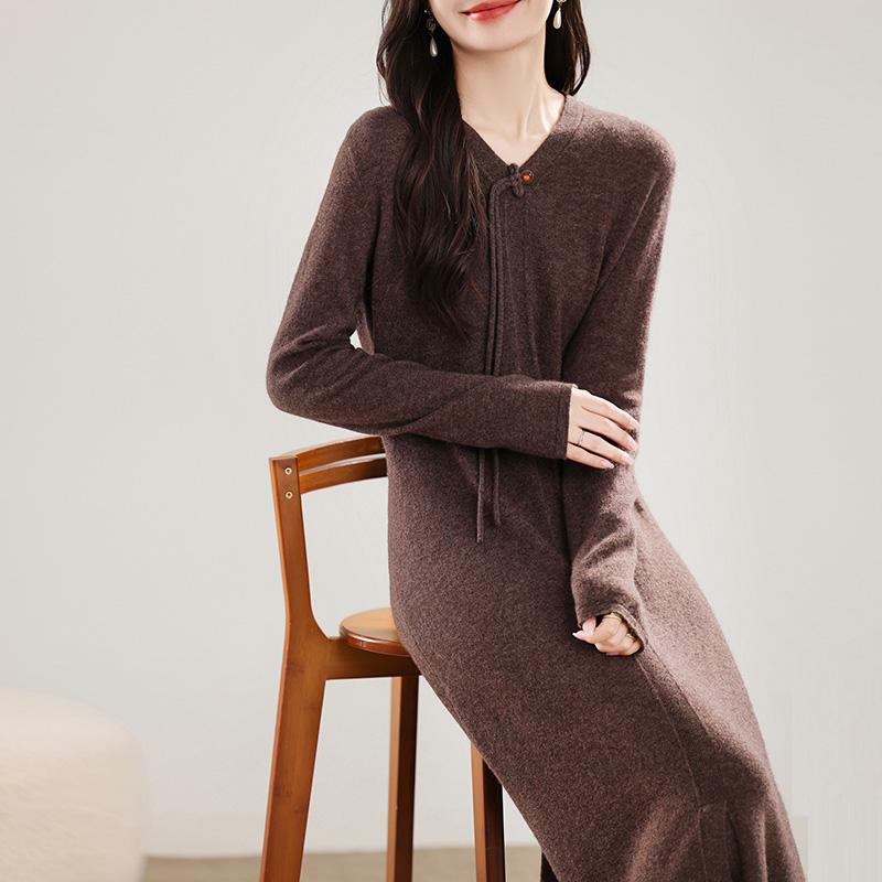 Women's Cashmere Dress Qinghe Cashmere 30% Cashmere 70% Wool Autumn and Winter Cashmere Skirt Soft and Warm