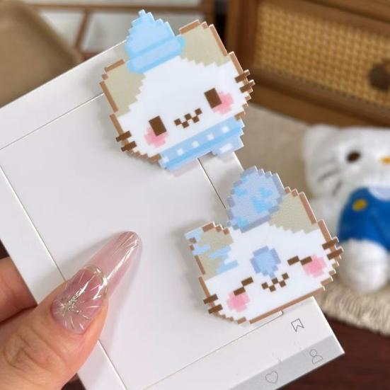 5Pcs Girl Hairpins Pixel Cat Funny Expression Design Non-Slip Clips Broken Hair Bangs Hair Pins Lightweight Hair Accessories