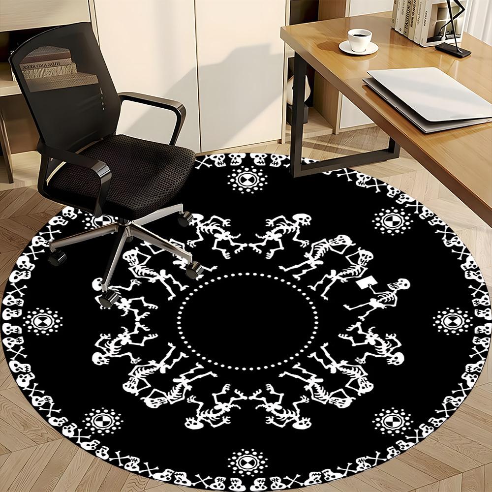 1pc Skeletal Celebration Office Round Area Rug,  Mat Suitable For Office, Under Office Chairs Bedroom Living Room Home Decor, Room Deco