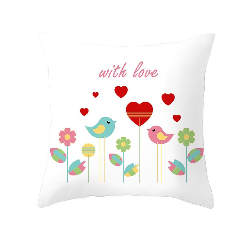 Cartoon-Druck Serie Valentinstag Pfirsichhaut Kissenbezug Heimstoff Quadratischer Kissenbezug