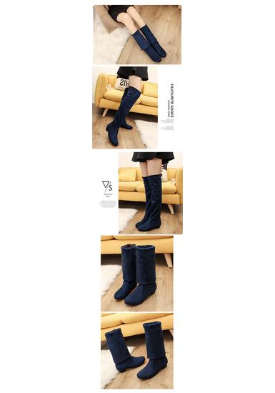 Plus Size Extra Long Over-the-Knee Flat Heel Boots for Women - Autumn/Winter Style