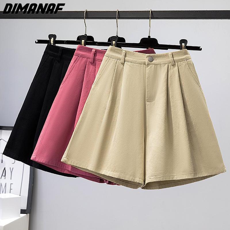 

DIMANAF Plus Size 2023 Шорты Летние брюки Женские пуговицы Эластичные брюки Свободные базовые брюки Широкие брюки прямые
