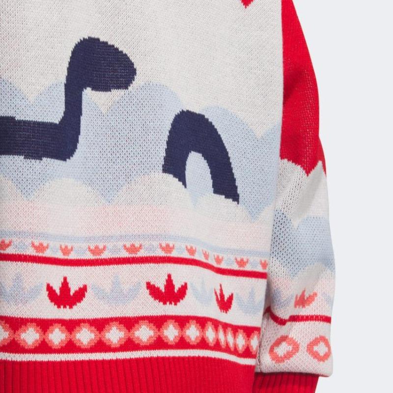 adidas Originals FW24 Year Of The Snake Limited Edition LNY Knit Pullover Series Round Neck Soft Comfortable Sweater Unisex Sweater Red White JL8367