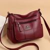 Pu Leather Retro Crossbody Bag For Middleaged Women With Zipper Closure And Stitching Details