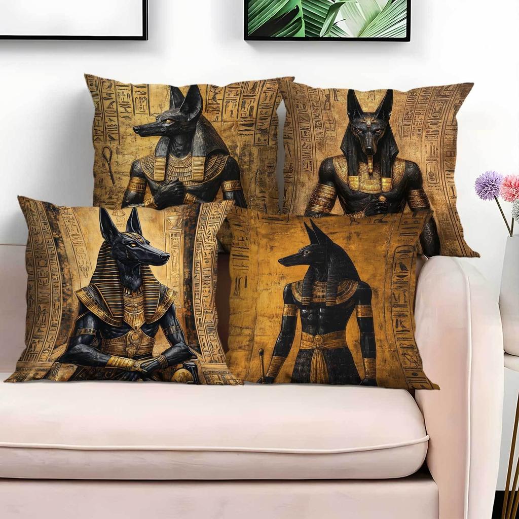 Ancient Egyptian Anubis Themed Art pillowcaseSuitable for Sofa Car Bedroom Decorative Cushion Cover Pillow Cover