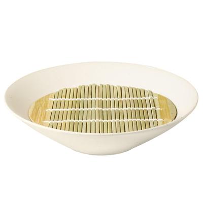 Hasami-keramik Soba-tallrik med Bambu-pinnar och 21 cm Diameter x Tillverkad i Djup Curry Bambu-ribbor Mikrovågsugn och Diskmaskin &NE Ribbor, Vit, "Hare Ke" (Harem