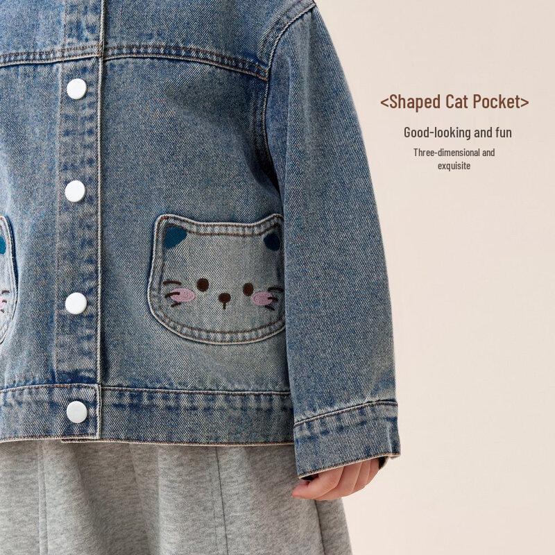 Ohm Bear Girls' Cartoon Denim Jacket
