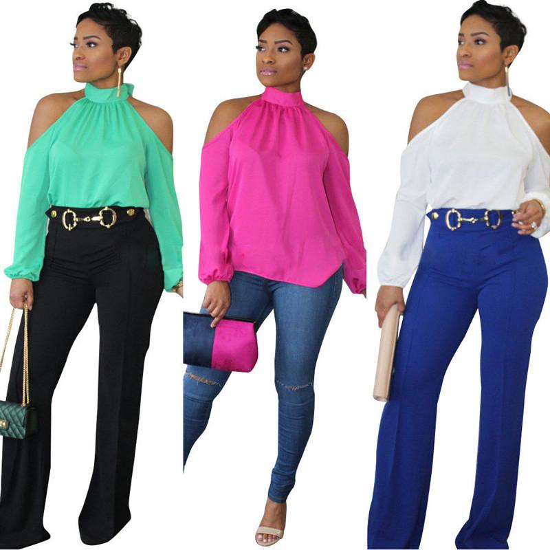 Elegant Ym-8202 Womens Long Sleeve Chiffon T-shirt In Soft Solid Colors For Sweet Style
