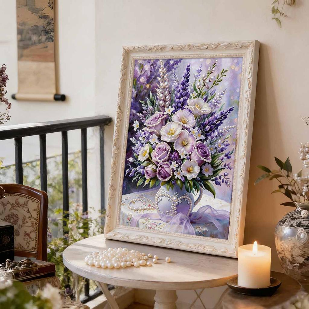 DIY Bouquet Pearl Art Painting for Adults/Beginners Gift Home Decor Pearl Gem Paintings Picture Arts Craft 30x40cm Without Frame