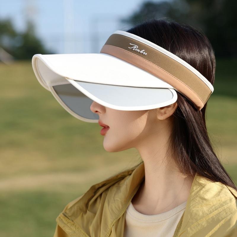 Color Matching Retractable Brim Pull Board Empty Top Sun Hat Outdoor Windproof Sports Hat Pull Board Sun Hat