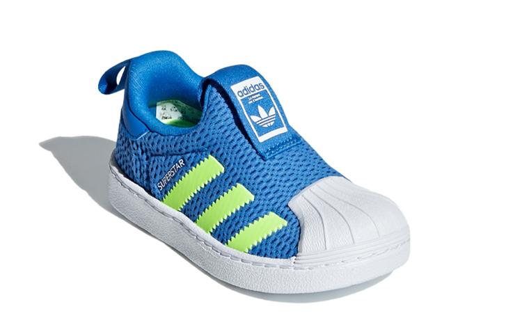 adidas Originals Superstar 360 I Нескользящие Низкие Кроссовки для Малышей Сине-Желто-Белые для Младенцев и Малышей CG6583