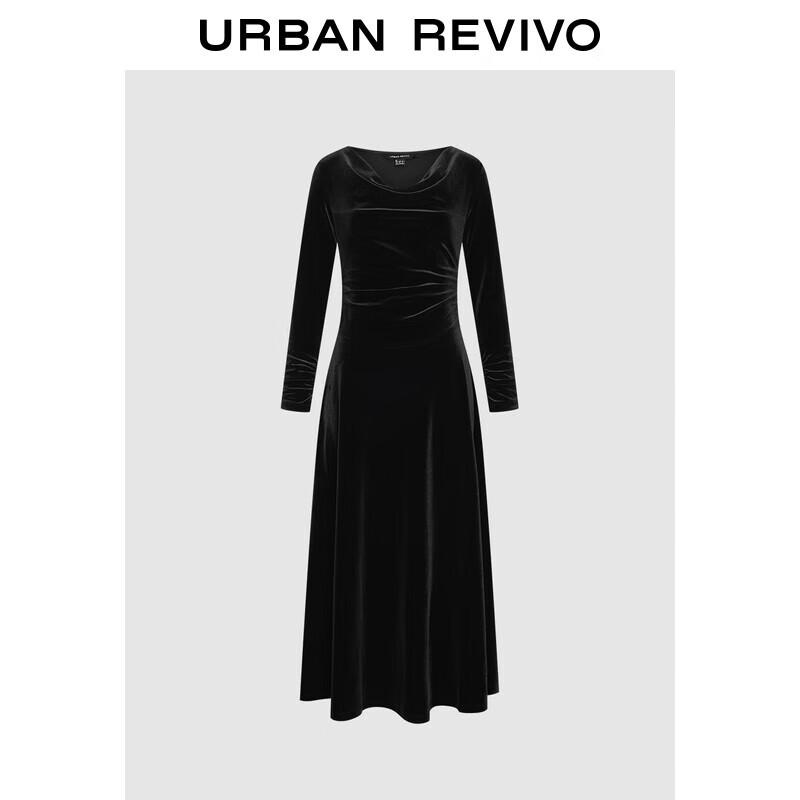 

UR Женское элегантное платье А-силуэта с драпировкой на горловине и длинными рукавами S