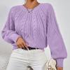 European Style Lantern Sleeve Cable Knit Sweater - Women's Round Neck Loose Pullover Knitwear (2026)