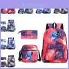 Adorable Stitch Print School Backpack Set Breathable Waterproof Oxford Fabric For Kids