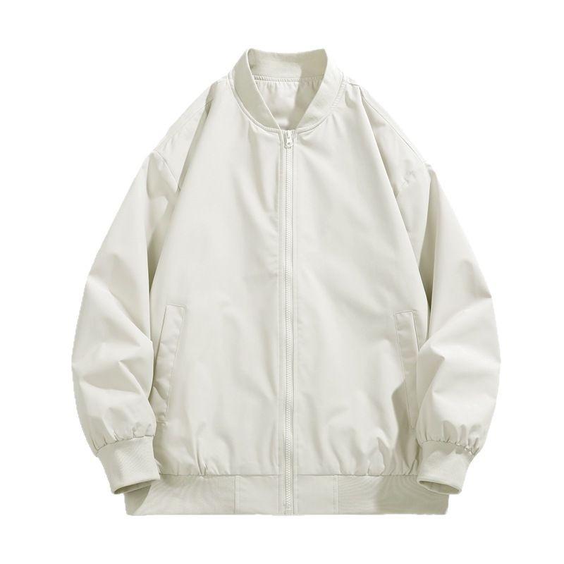 Minimalist Baseball Collar Waterproof Jacket Men Women with The Same Paragraph Spring and Autumn Trend of Loose Solid Color Versatile Casual Jacket