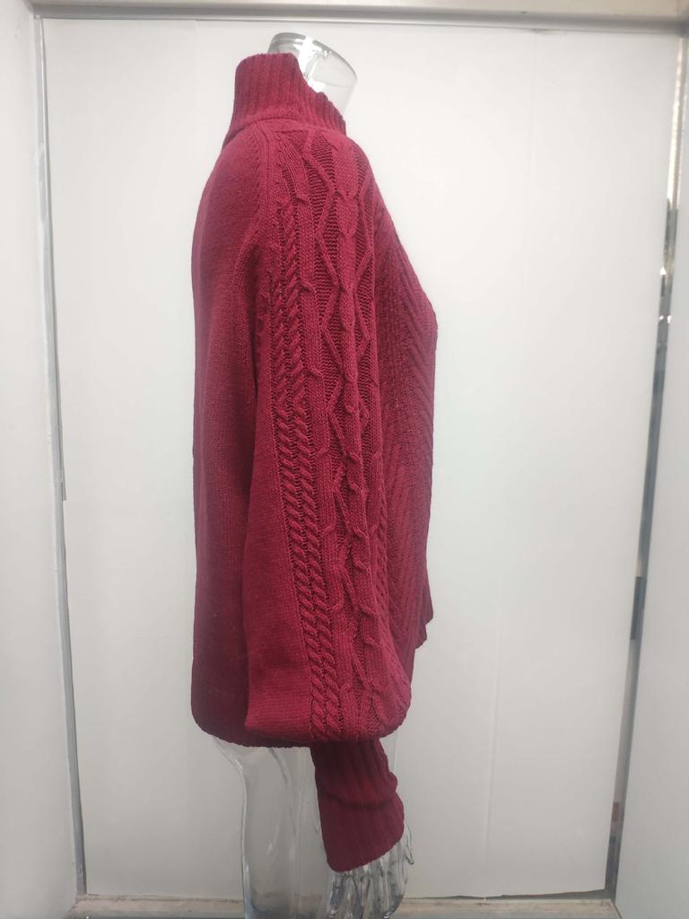 Pullovers Winter Mid-neck Sweater Women Loose Long Sleeve Knit Solid Color Sweater Womens Knit Clothing Jumper Basic Sweater Pullover