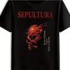 Sepultura, Brazil, Heavy Metal Band, SEPULTURA Text Skull Print T-shirt, Summer, Trend T-shirt, Round Neck Short-sleeved T-shirt