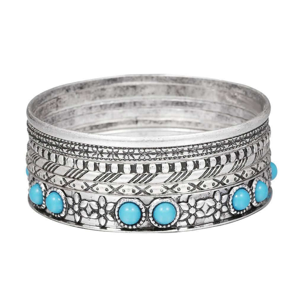 European and American multi-layer metal jewelry simple personalized chain bracelet bohemian fashion multi-layer stacked bracelet set