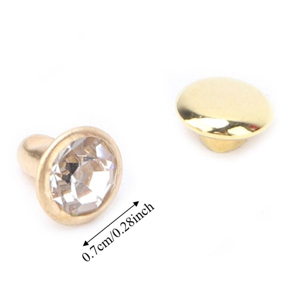 100pcs Silver & Gold Crystal Rivets Metal Material Double Cap Rivets DIY Leather Craft