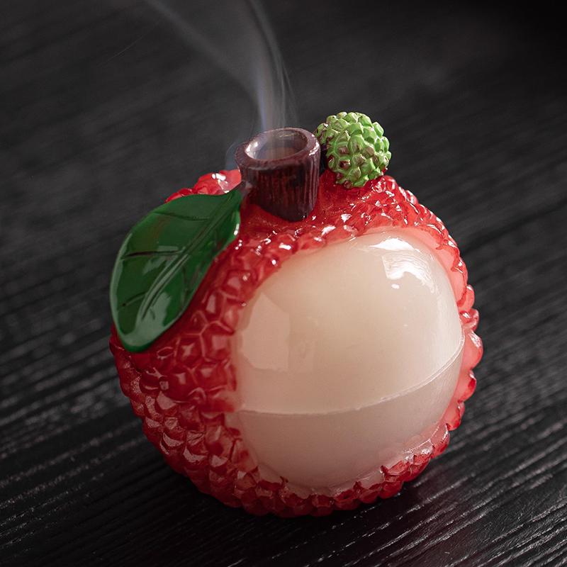 Creative Fruit Pomegranate Lychee Shape Mini Aromatherapy Furnace, Home Indoor Zen Tea Ceremony Decor, Small Incense Burner, 1Pc