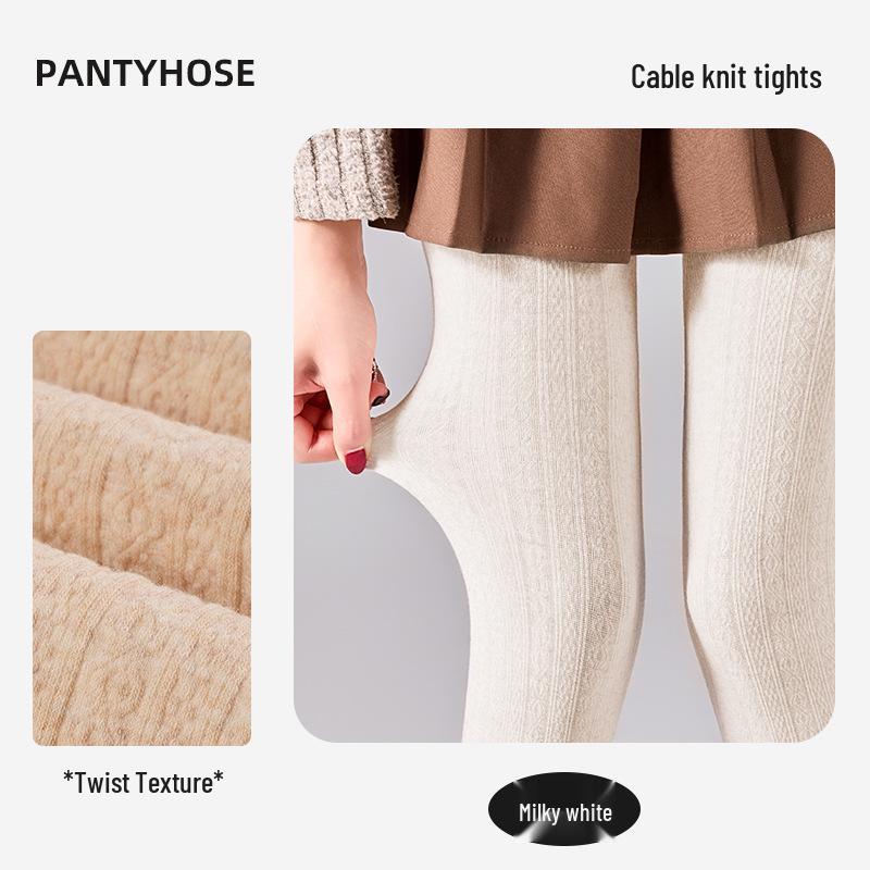 

Solid Color Women s Retro Fashion Stockings: Warm, Slimming, Micro-Pressure Pantyhose for Autumn and Winter. One Size