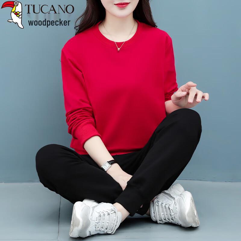 Woodpecker Women's Fall/Winter Cotton Two-Piece Sweatshirt Set