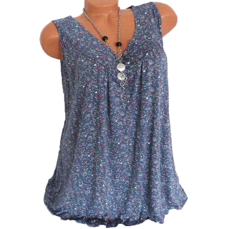 

Summer Womens Loose Sleeveless Vest T Shirt Blouse Lady Boho Lace Tops Plus Size DarkBlue,5XL