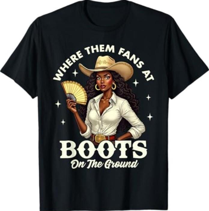 Boots On The Ground Melanin Cowgirl Juneteenth Tee T-Shirt M