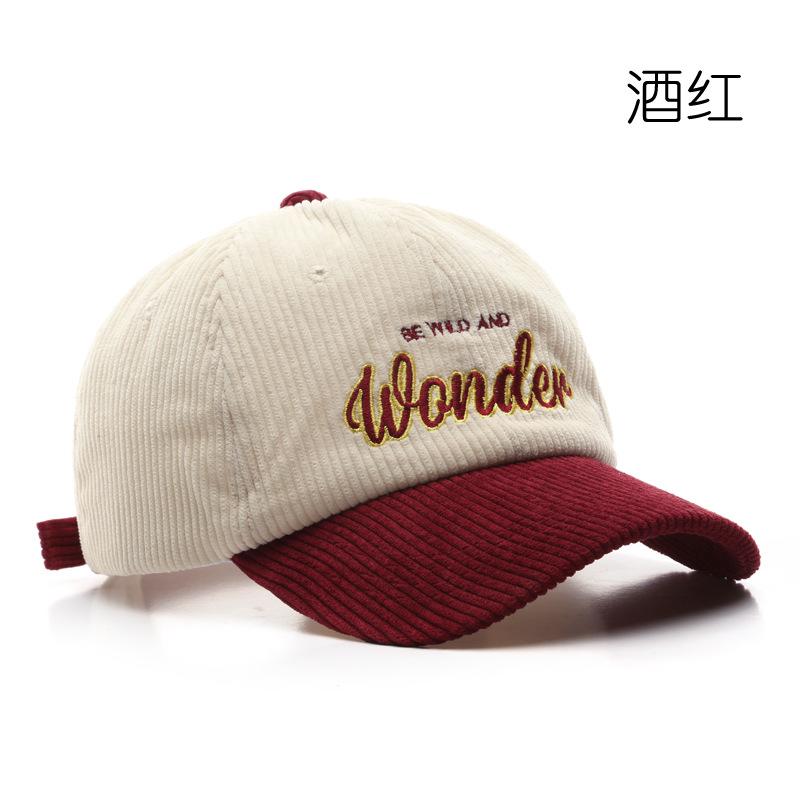 Fashion Autumn Winter Corduroy Baseball Cap for Men Women New Letter Embroidery Patchwork Soft Top Hat Unisex Hip Hop Caps