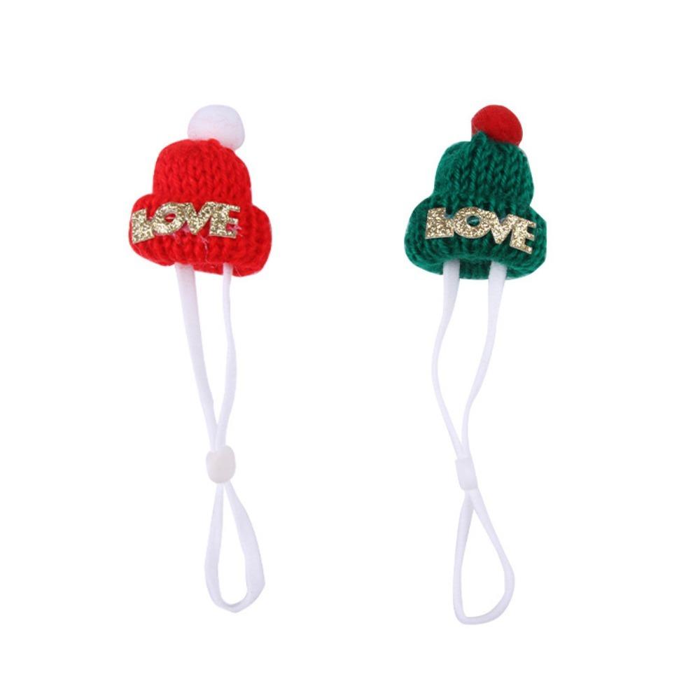 Red and White Knit Scarf Hat Doll  Decoration DIY Craft Mini Knitting Scarf Hat  Xmas Tree Ornament