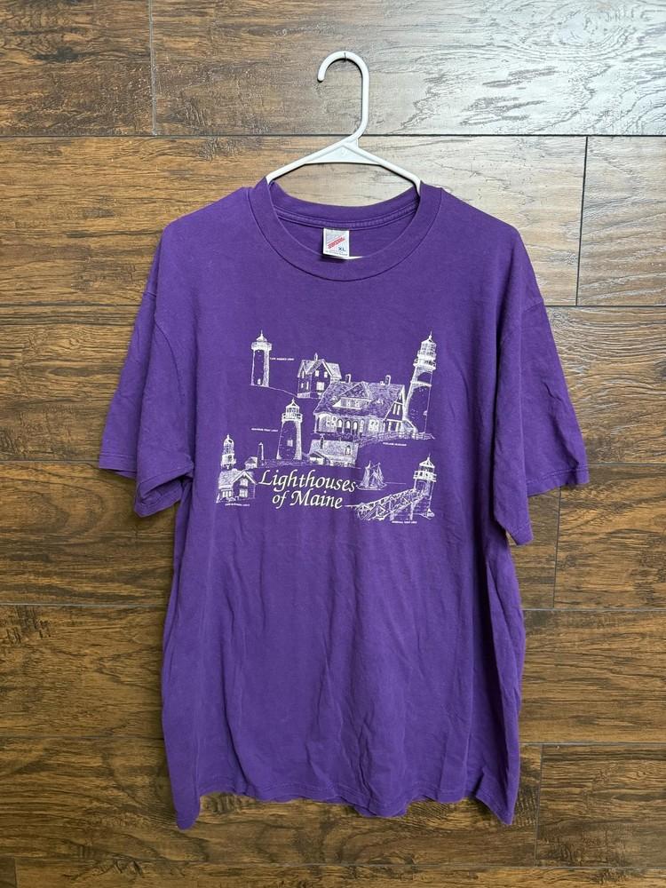 VTG Lighthouses of Maine T-shirt Made in USA Tee XL Unisex T-Shirt XXXL