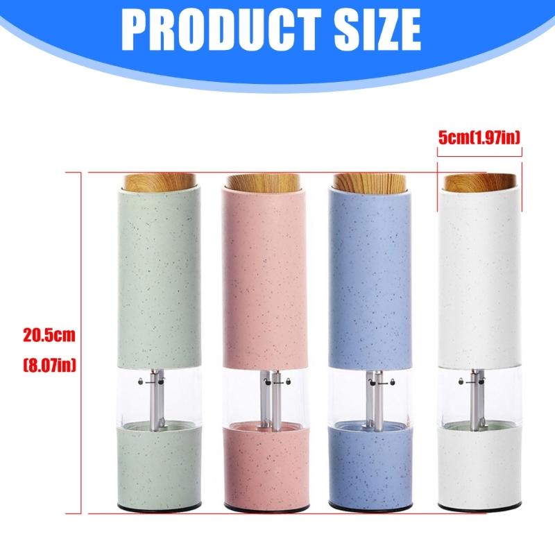Electric Peppers Mill Battery Power Adjustable Grindings Setting Nonrust Steel Mechanism 4 Color Variants Kitchens