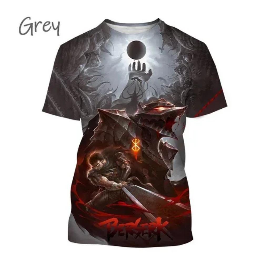 Anime Berserker 3D Printing  Anime Casual Street Style Hip Hop Short Sleeve Man