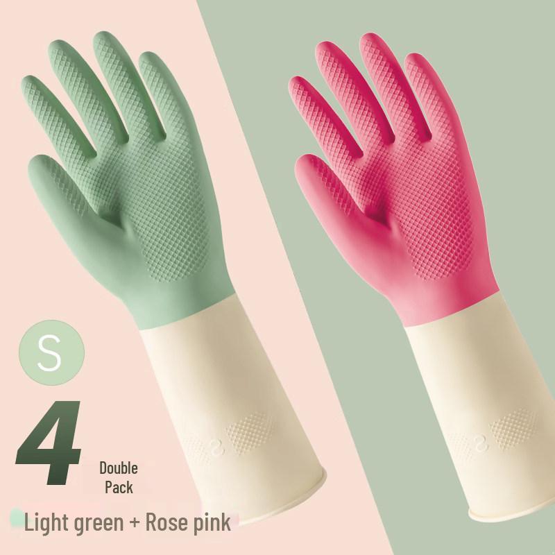 Women's Waterproof Rubber Gloves for Dishwashing, Pot Scrubbing, Vegetable & Clothes Washing, and Home Cleaning.
