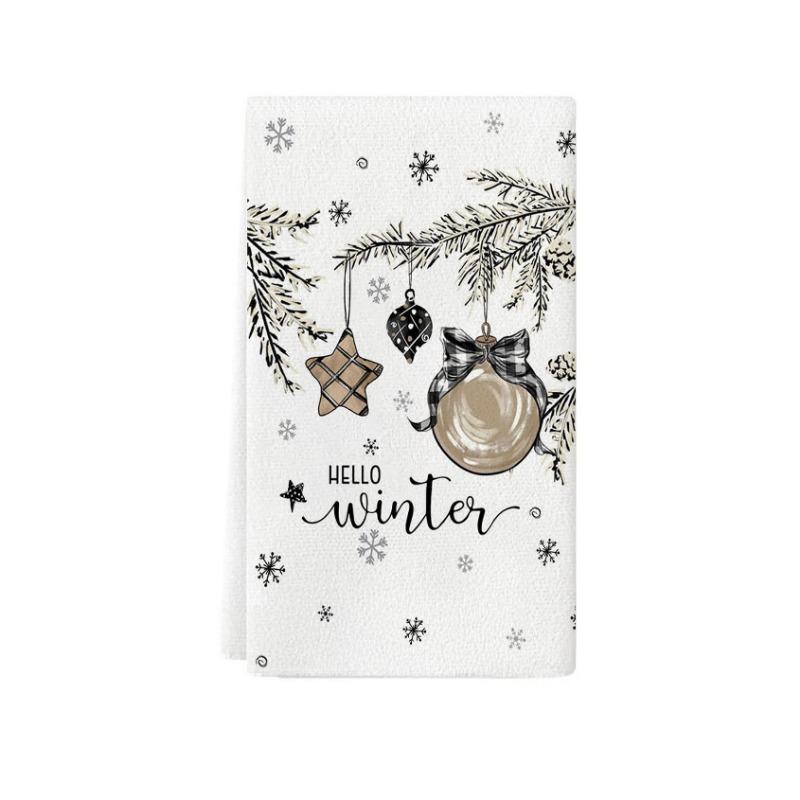 

Полотенца для рук Рождественские с принтом Кухонные полотенца Абсорбирующие из микрофибры Полотенца для мытья посуды Подарочные Чайные полотенца CJ1-5