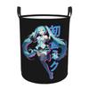 Custom Hatsunes Anime Mikus Laundry Basket Collapsible Large Clothing Storage Bin Manga Hamper