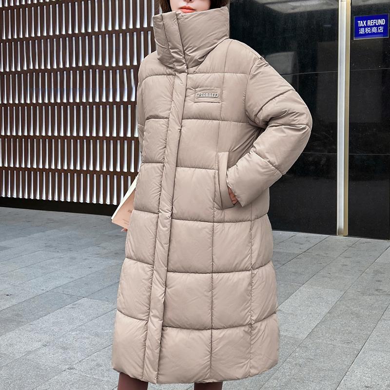 

Модная женская зимняя длинная куртка с воротником-стойкой, теплая, повседневная, зимняя парка для женщин XL хаки