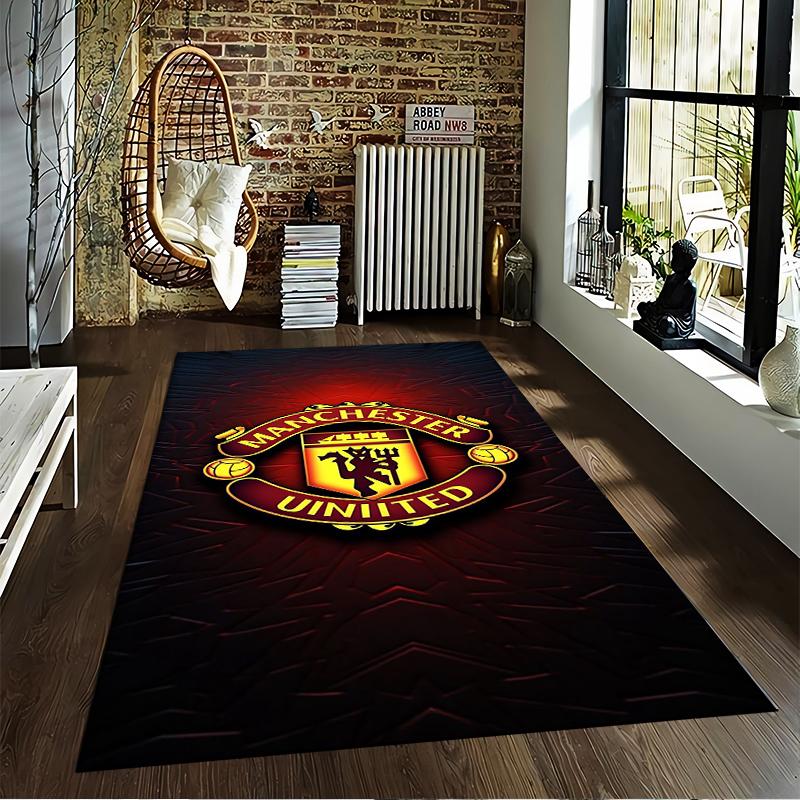 "Manchester United Logo Carpet, Red and Black Fan Home Decor Rug" Suitable for use as an anti-slip for living room bedroom sofas