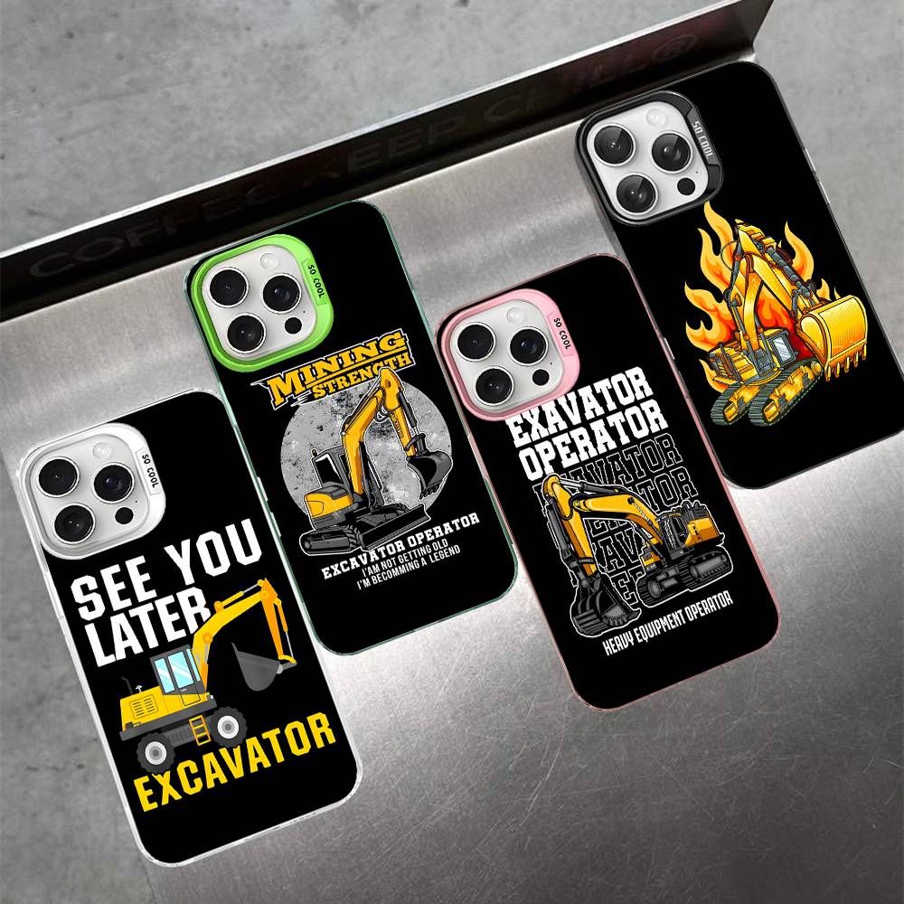 Excavator mechanical Phone Case For iPhone 17 16 15 14 13 12 11 Pro Max Plus Pro Colorful Shell
